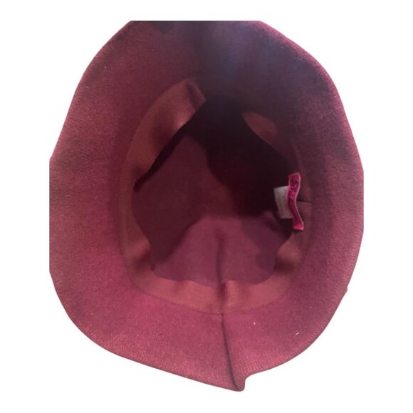 Shihreen Deep Wine‎ Wool Blend Hat with Bow - Picture 3 of 4